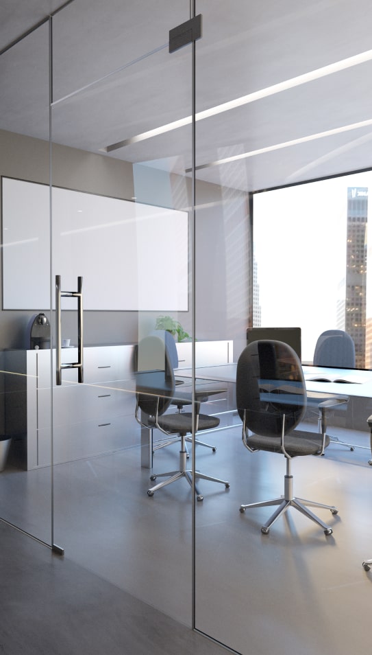 clean modern office space with chairs and desk
